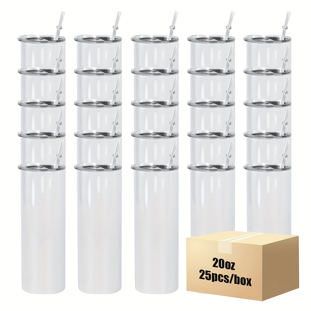 Tumbler 20Oz White - 25pcs 20oz Straight Stainless Steel Double